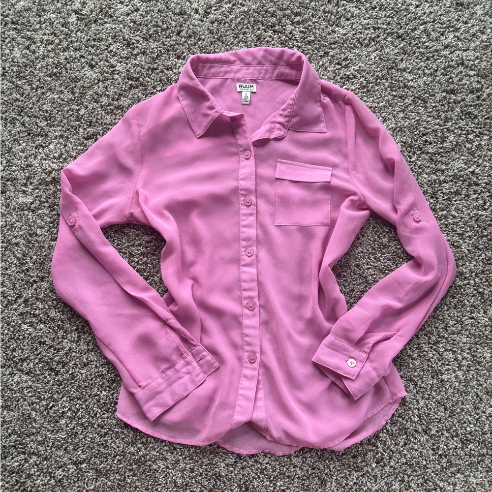 Ruum Mauve-Pink Button-Up Blouse